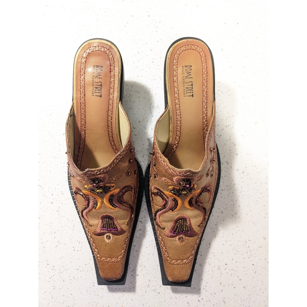 Hugo Romestreet Embroided Leather Mule from Rome